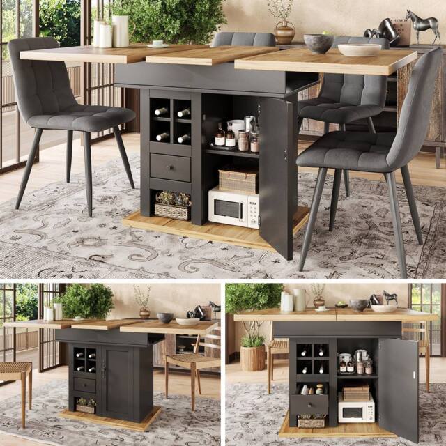 Matteo Space-Saving Extendable Dining Table - 4-6 Seater with Storage in Grey - image 1
