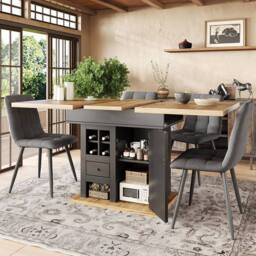 Matteo Space-Saving Extendable Dining Table - 4-6 Seater with Storage in Grey - thumbnail 3