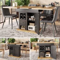 Matteo Space-Saving Extendable Dining Table - 4-6 Seater with Storage in Grey - thumbnail 1