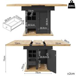 Matteo Space-Saving Extendable Dining Table - 4-6 Seater with Storage in Grey - thumbnail 5