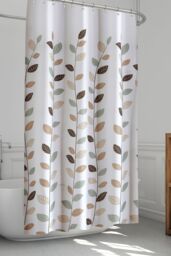 Neel Blue Leaves Design Polyester Shower Curtain, Water-Resistant Bathroom Curtain With 12 Hooks - 180x200cm - Size: 180 cm width x 200 cm drop - thumbnail 6