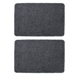 JVL Tanami Doormat Set of 2 - Charcoal - Size: 50 cm x 75 cm - thumbnail 1