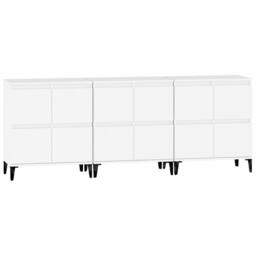 Berkfield Home Sideboards 3 pcs White 60x35x70 cm Engineered Wood - Size: 60 x 35 x 70 cm - thumbnail 6