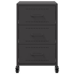 Berkfield Home Bedside Cabinet Black 36x39x59 cm Steel - Size: 36 x 39 x 59 cm - thumbnail 6