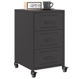 Berkfield Home Bedside Cabinet Black 36x39x59 cm Steel - Size: 36 x 39 x 59 cm - thumbnail 4