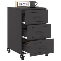 Berkfield Home Bedside Cabinet Black 36x39x59 cm Steel - Size: 36 x 39 x 59 cm - thumbnail 5