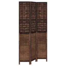 Berkfield Home Room Divider 3 Panels Dark Brown Solid Wood Paulownia - thumbnail 2