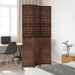 Berkfield Home Room Divider 3 Panels Dark Brown Solid Wood Paulownia - thumbnail 3