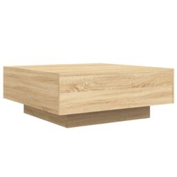 Berkfield Home Coffee Table with LED Lights Sonoma Oak 80x80x31 cm in Brown - Size: 80 x 80 x 31 cm - thumbnail 3