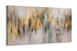 Mafett Modern Gold Grey Large Canvas Wall Art Gilded Reflections - Size: 150 cm × 80 cm - thumbnail 3