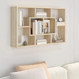 Berkfield Home Wall Shelf Sonoma Oak 85x16x52.5 cm Engineered Wood in Brown - thumbnail 1