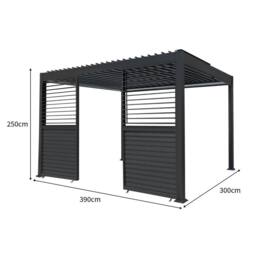 Monstershop Anthracite Aluminium Pergola With White Blinds, 2 x Side Panels & LED in Grey - thumbnail 5