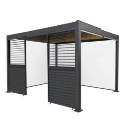 Monstershop Anthracite Aluminium Pergola With White Blinds, 2 x Side Panels & LED in Grey - thumbnail 1