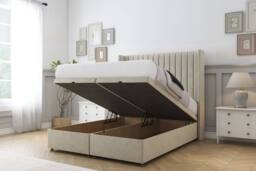 "Comfort Beds Chester Plush Ottoman Bed Base-54"" Wingback Headboard in Cream - Size: Small Single" - thumbnail 2