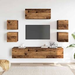 Berkfield Home 7 Piece TV Cabinet Set Wall-mounted Old Wood Engineered Wood in Brown - thumbnail 3