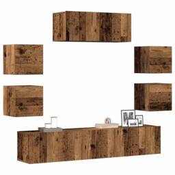 Berkfield Home 7 Piece TV Cabinet Set Wall-mounted Old Wood Engineered Wood in Brown - thumbnail 2