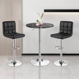 Havendro Height Adjustable Modern Bar Table Marble Patterns-Black in Black - thumbnail 3