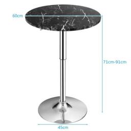 Havendro Height Adjustable Modern Bar Table Marble Patterns-Black in Black - thumbnail 2