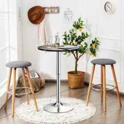 Havendro Height Adjustable Modern Bar Table Marble Patterns-Black in Black - thumbnail 4