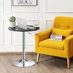 Havendro Height Adjustable Modern Bar Table Marble Patterns-Black in Black - thumbnail 5