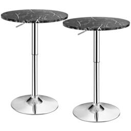 Havendro Height Adjustable Modern Bar Table Marble Patterns-Black in Black