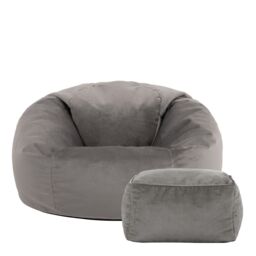 icon Kingston Classic Velvet Bean Bag Chair & Pouffe Pink Bean Bag Chair in Charcoal - thumbnail 4