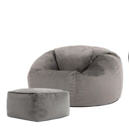 icon Kingston Classic Velvet Bean Bag Chair & Pouffe Pink Bean Bag Chair in Charcoal - thumbnail 3