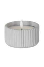 KDMD Luxe Collection Natural Glow Chalk Ribbed Small LED Candle in White - thumbnail 1