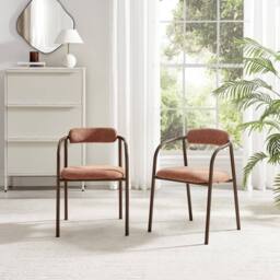 FurnitureboxUK 2x Rhea Terracotta Orange Fabric Dining Chairs Bronze Legs - thumbnail 2