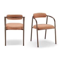 FurnitureboxUK 2x Rhea Terracotta Orange Fabric Dining Chairs Bronze Legs - thumbnail 6