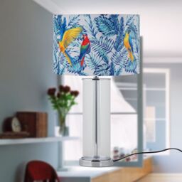 First Choice Lighting Set of 2 Aura - Chrome Table Lamps with Parrot Velvet Shades in Silver - thumbnail 8
