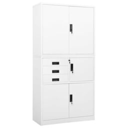 Berkfield Home Office Cabinet White 90x40x180 cm Steel - Size: 90 x 40 x 180 cm