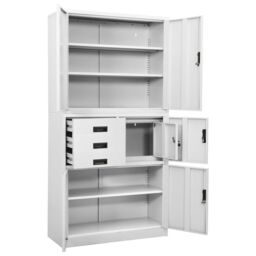 Berkfield Home Office Cabinet White 90x40x180 cm Steel - Size: 90 x 40 x 180 cm - thumbnail 5