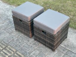 Fimous High Back Rattan Garden Furniture Set Lounge Sofa 3 Seater Sofa Set Outdoor Rectangular Coffee Table 8 Seater in Dark Grey - thumbnail 5