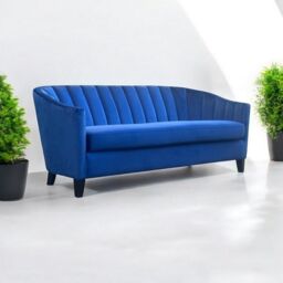 Minster 3 Seater Sofa - Velvet - L74 x W189 x H80 cm - Blue - Size: 1 Pack