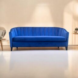 Minster 3 Seater Sofa - Velvet - L74 x W189 x H80 cm - Blue - Size: 1 Pack - thumbnail 2