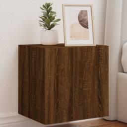 Berkfield Home TV Wall Cabinets with LED Lights 2 pcs Brown Oak 40.5x35x40 cm - thumbnail 2