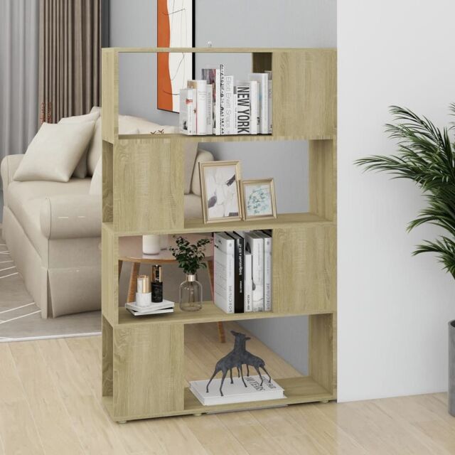 Berkfield Home Book Cabinet Room Divider Sonoma Oak 80x24x124.5 cm Engineered Wood in Brown - image 1