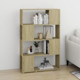 Berkfield Home Book Cabinet Room Divider Sonoma Oak 80x24x124.5 cm Engineered Wood in Brown - thumbnail 3