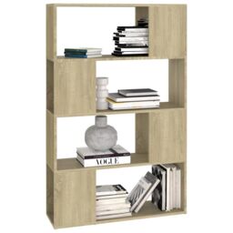 Berkfield Home Book Cabinet Room Divider Sonoma Oak 80x24x124.5 cm Engineered Wood in Brown - thumbnail 4