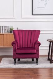 Vintage Velvet Wing Back Armchair with Studs