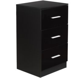 Gymax Nightstand Chest of Drawers With 3-Drawer Bedroom Organizer Black - thumbnail 6