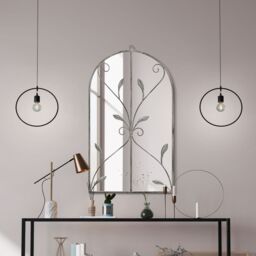 "MirrorOutlet Concrete Colour Metal Framed Arched Wall Mirror 31""x 18"" (80 X 46CM) in Grey - Size: 1 Pack" - thumbnail 6