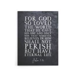 "Artery8 John 3 16 For God So Loved The World Bible Quote Canvas Wall Art Print in Grey - Size: W18"" x H24""" - thumbnail 1