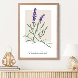 ARTZE Lavender Plant & Quote Flower Market Simplicity Framed Print SIZE: A4 with Oak Frame in Purple - Size: A3 - thumbnail 2
