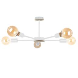 Netlighting Sun Multi Arm Semi Flush Ceiling Light Wood White 48cm 5x E27