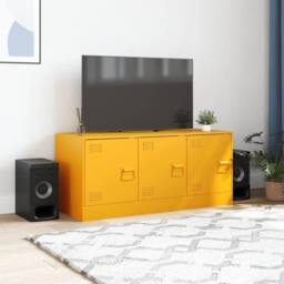 Berkfield Home TV Cabinet Mustard Yellow 99x39x44 cm Steel - Size: 99 x 39 x 44 cm