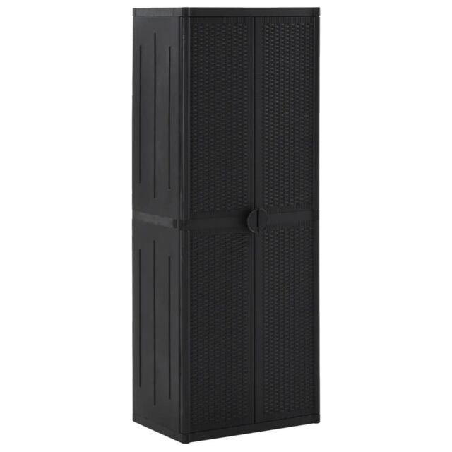 Berkfield Home Garden Storage Cabinet Black 65x45x172 cm PP Rattan - Size: 65 x 45 x 172 cm - image 1