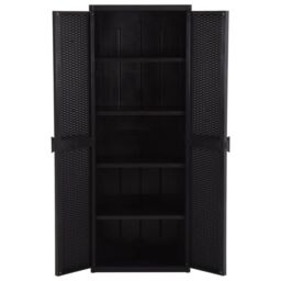 Berkfield Home Garden Storage Cabinet Black 65x45x172 cm PP Rattan - Size: 65 x 45 x 172 cm - thumbnail 4