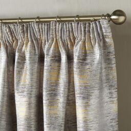 Luxury Living Reflect Jacquard Fully Lined Ready Made Pencil Pleat Curtains in Yellow - Size: 117 cm width x 137 cm drop - thumbnail 2
